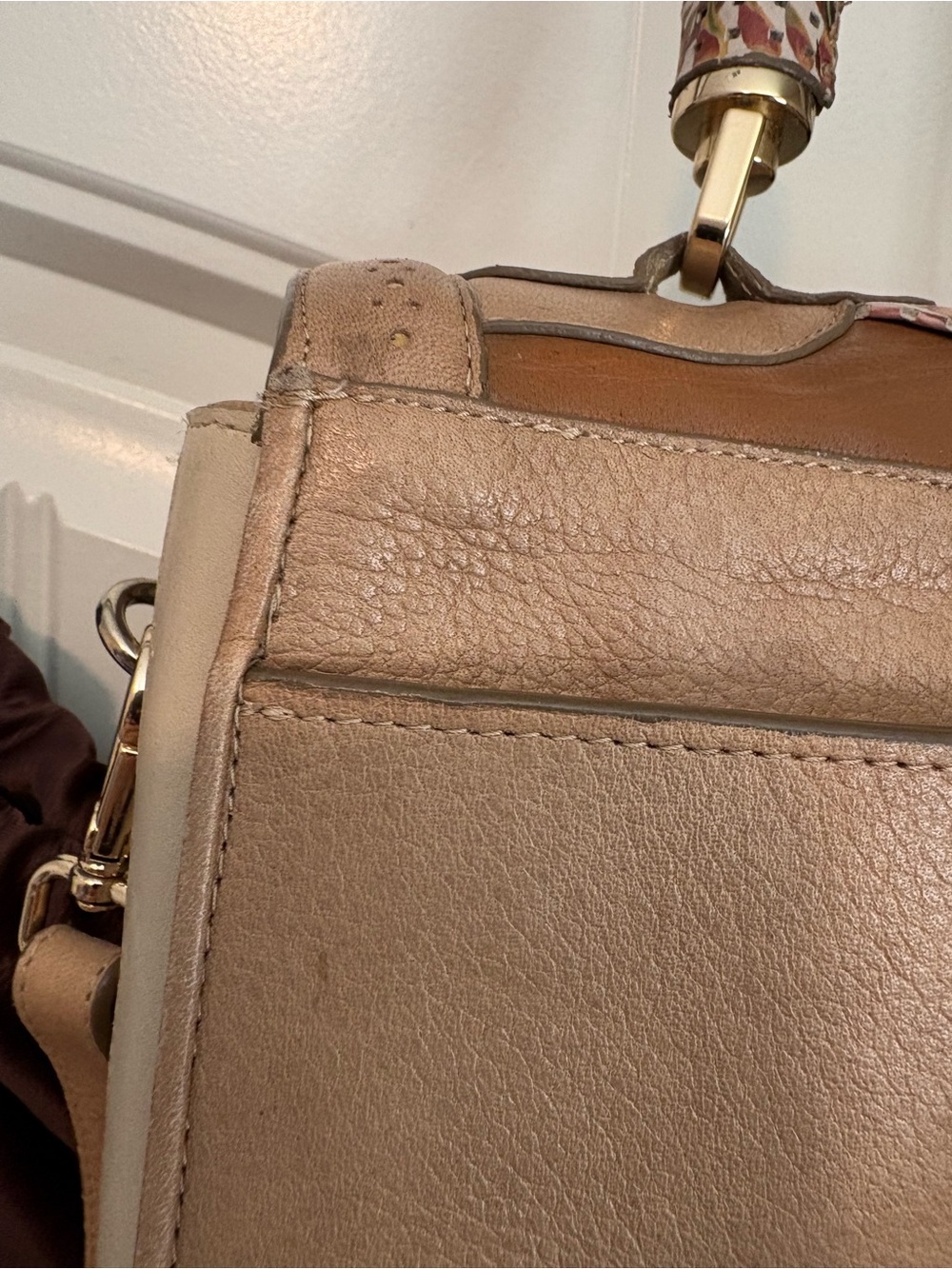 Cuadra leather tan crossbody handbag - Picture 3 of 10